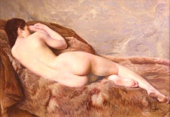 Nu Allonge - Huile impressionniste:: Femme nue se reposant par Paul Sieffert