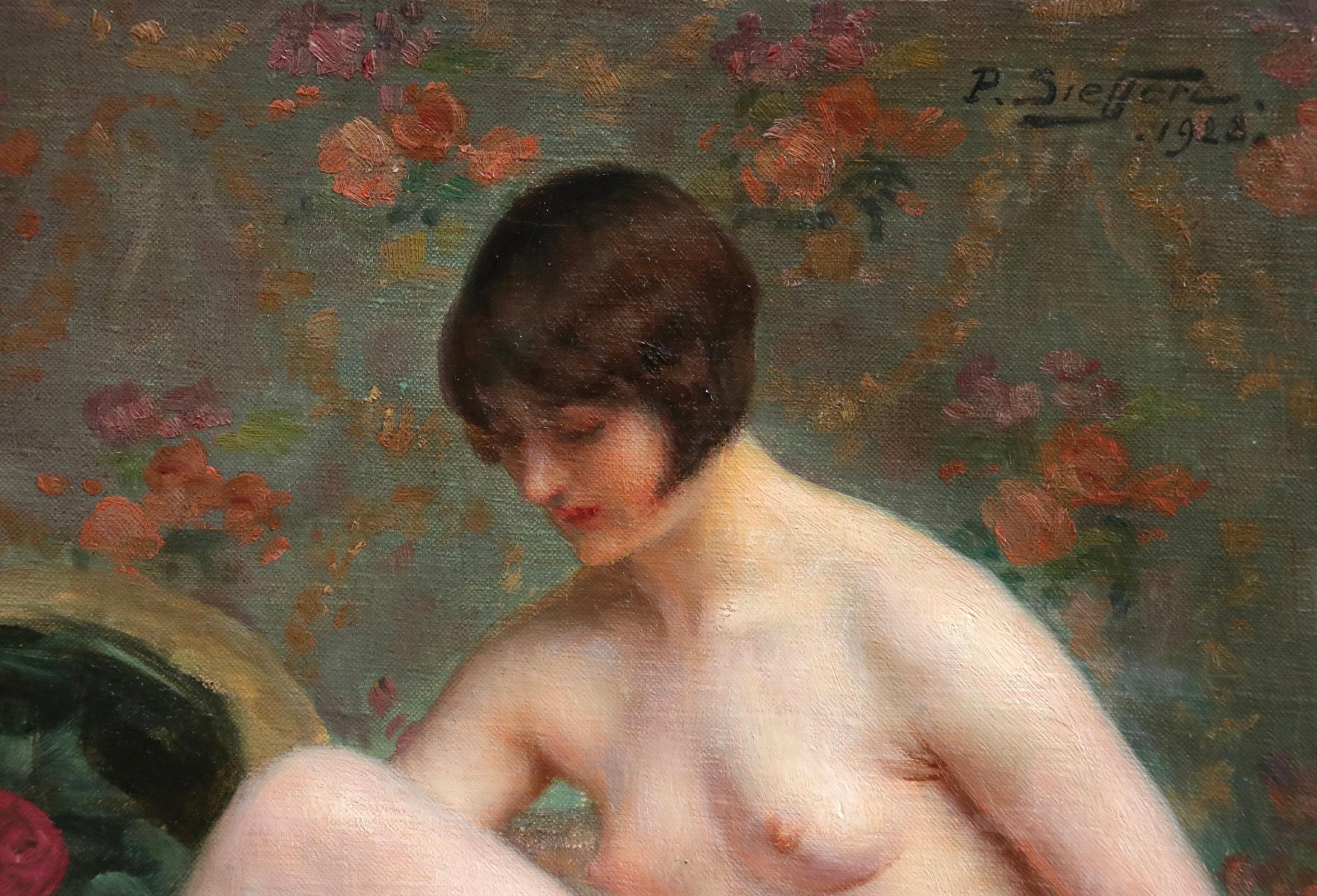 Nude Bather - 20th Century Oil, Woman Figure in Interior by Paul Sieffert 1