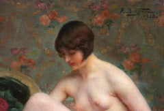 Nude Bather - 20th Century Oil, Woman Figure in Interior by Paul Sieffert