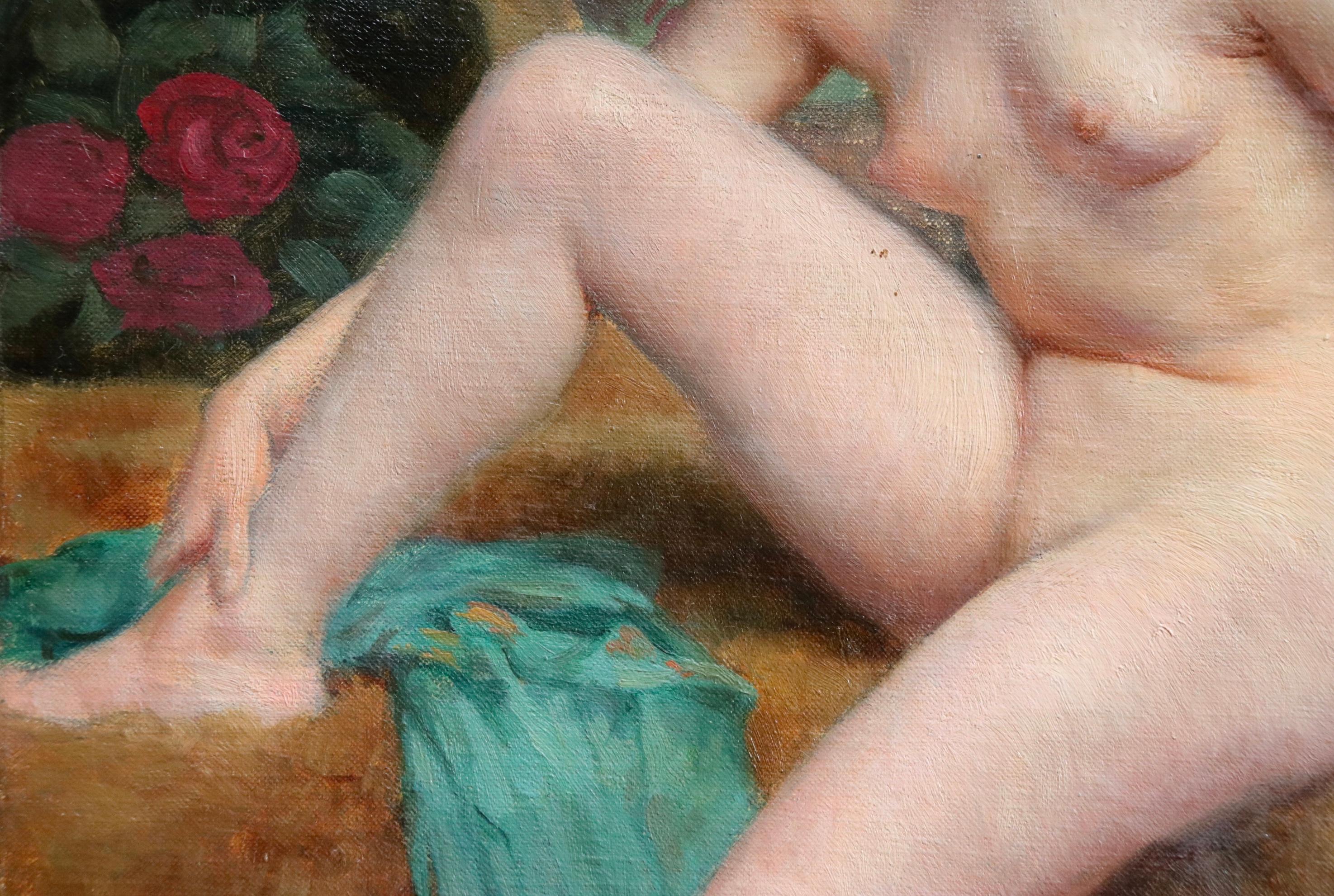 Nude Bather - 20th Century Oil, Woman Figure in Interior by Paul Sieffert 4