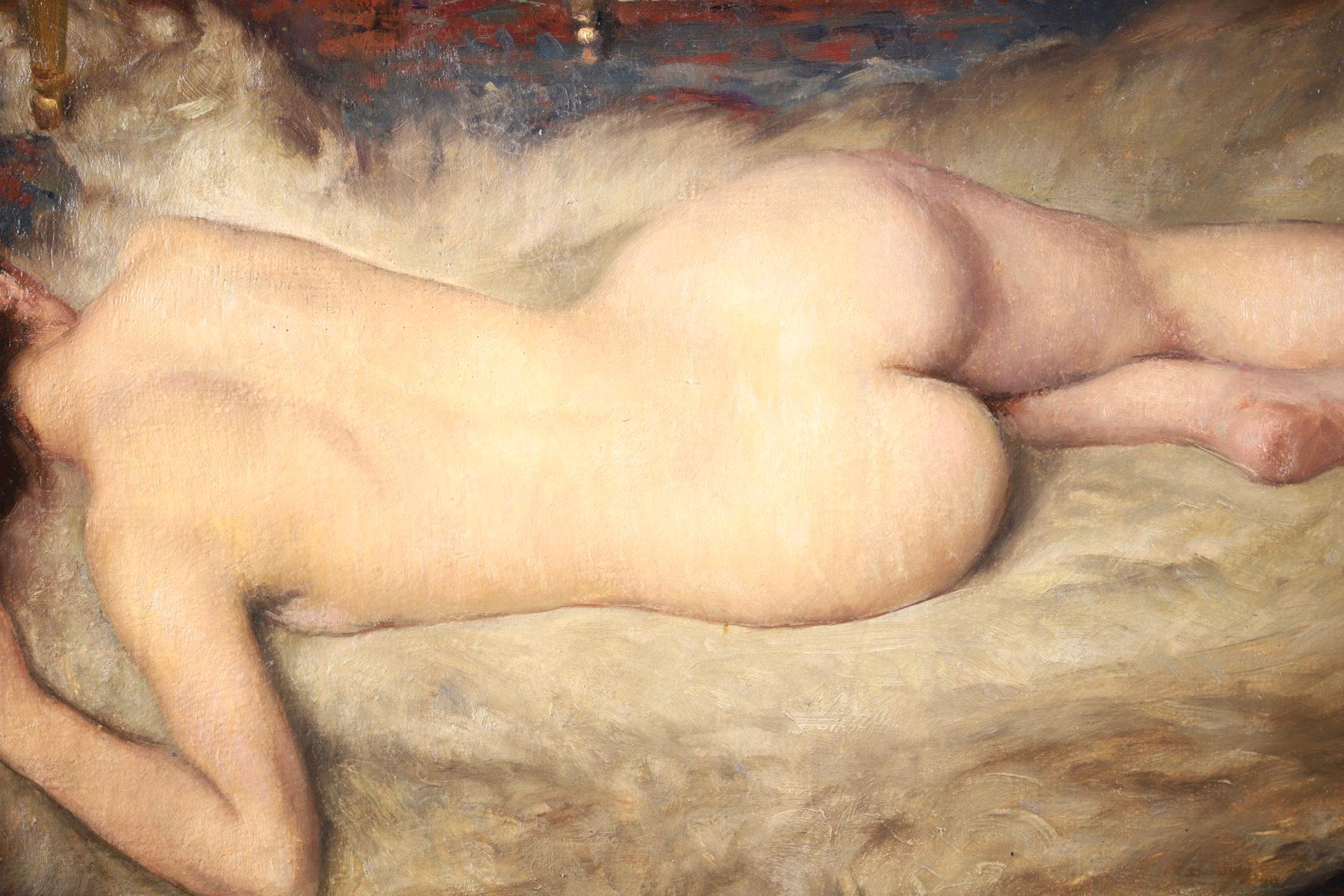 Nude on Animal Skin - Impressionist Oil, Portrait of a Nude by Paul Sieffert 2