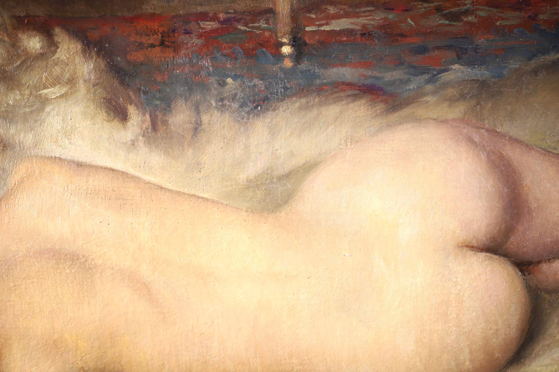 Nude on Animal Skin - Impressionist Oil, Portrait of a Nude by Paul Sieffert 5