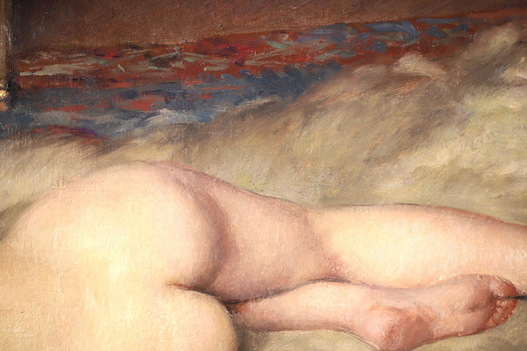 Nude on Animal Skin - Impressionist Oil, Portrait of a Nude by Paul Sieffert 6