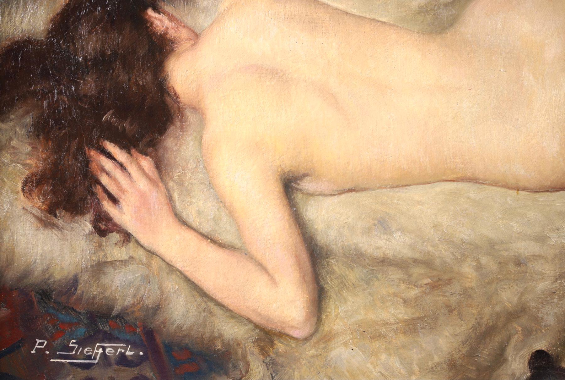 Nude on Animal Skin - Impressionist Oil, Portrait of a Nude by Paul Sieffert 8