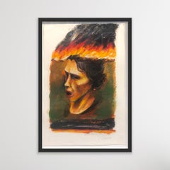 "Drawing of Fire" - Figurative oil drawing on paper