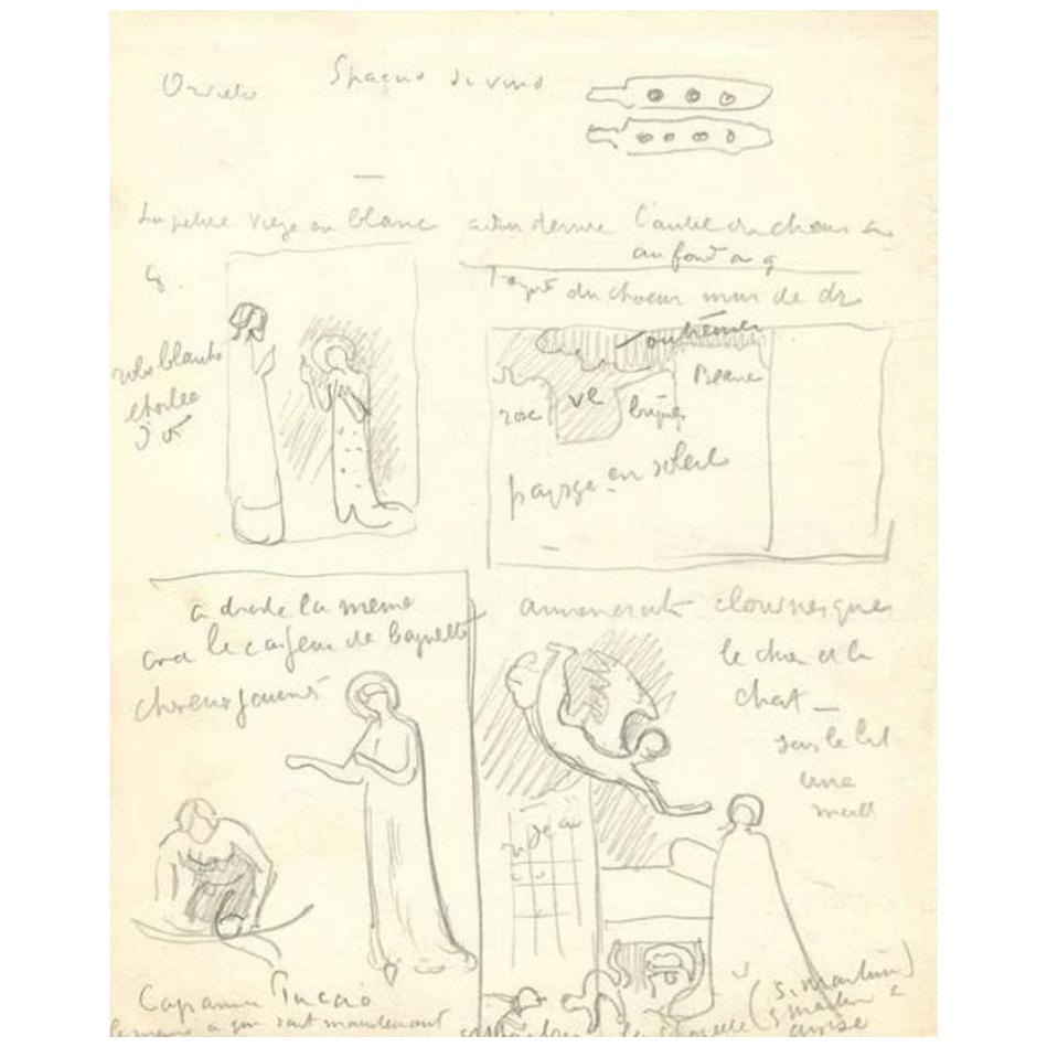 Paul Signac Original Vintage Pencil Sketches on Paper