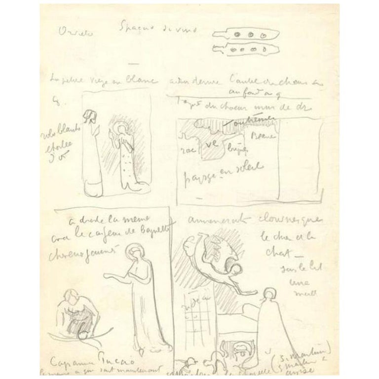 Paul Signac Original Vintage Pencil Sketches on Paper For Sale