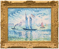 Pilote de la Meuse - Impressionist Oil on Canvas Waterscape Painting, 1924