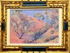 Pointillistische Ansicht von Olivenbäumen in einer provenzalischen Landschaft, Kreis von Paul Signac