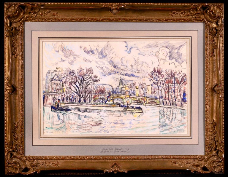 The Seine, Paris - Post Impressionist Watercolor, Riverscape by Paul Signac 1