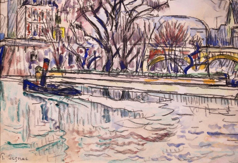 The Seine, Paris - Post Impressionist Watercolor, Riverscape by Paul Signac 4