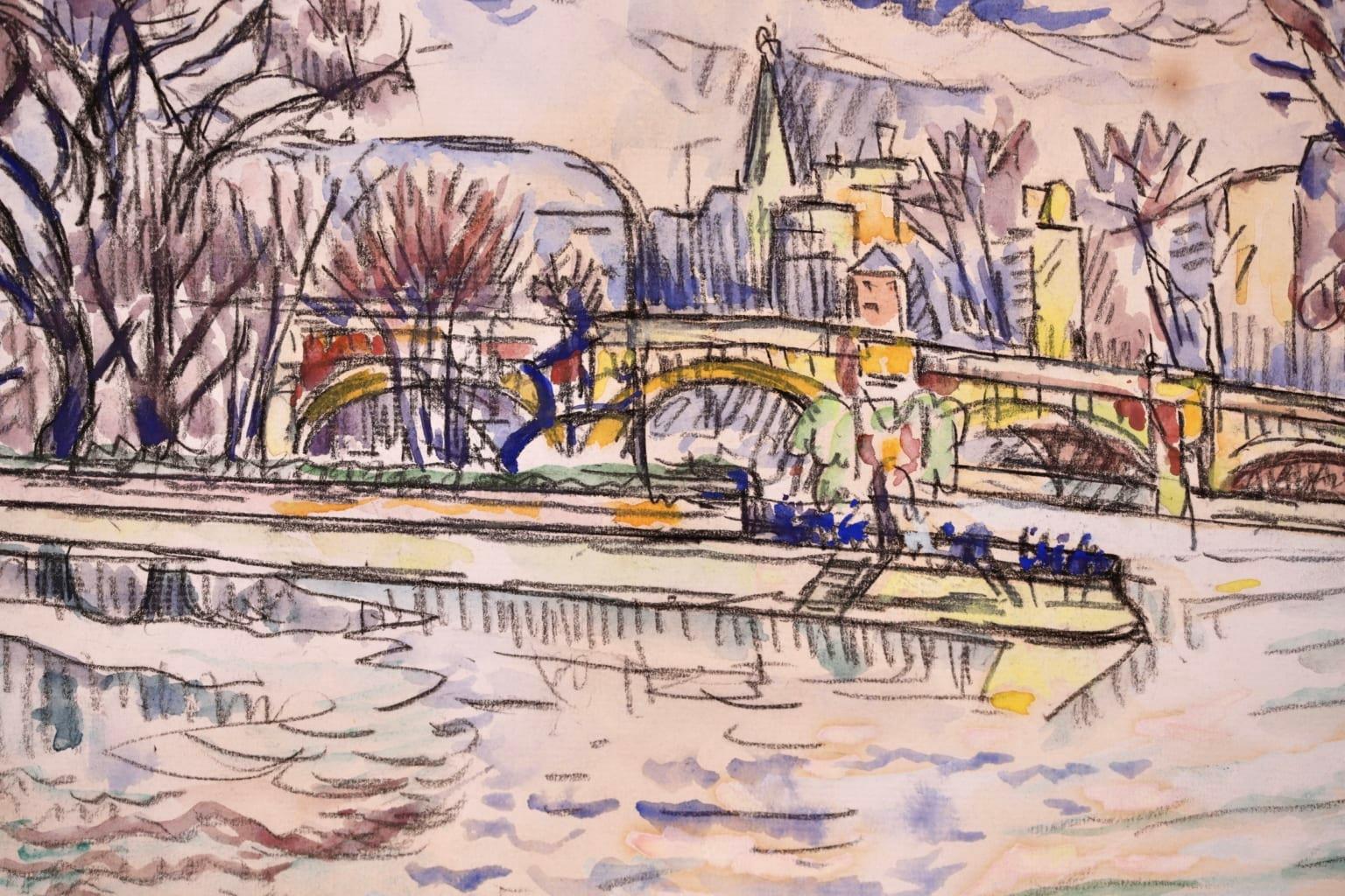 The Seine, Paris - Post Impressionist Watercolor, Riverscape by Paul Signac 2