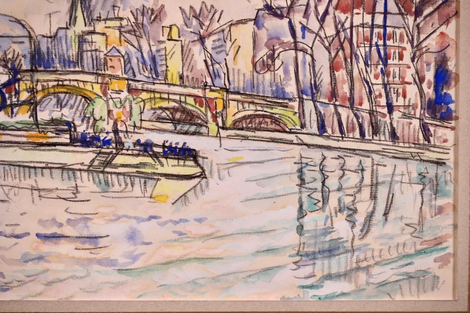 The Seine, Paris - Post Impressionist Watercolor, Riverscape by Paul Signac 3