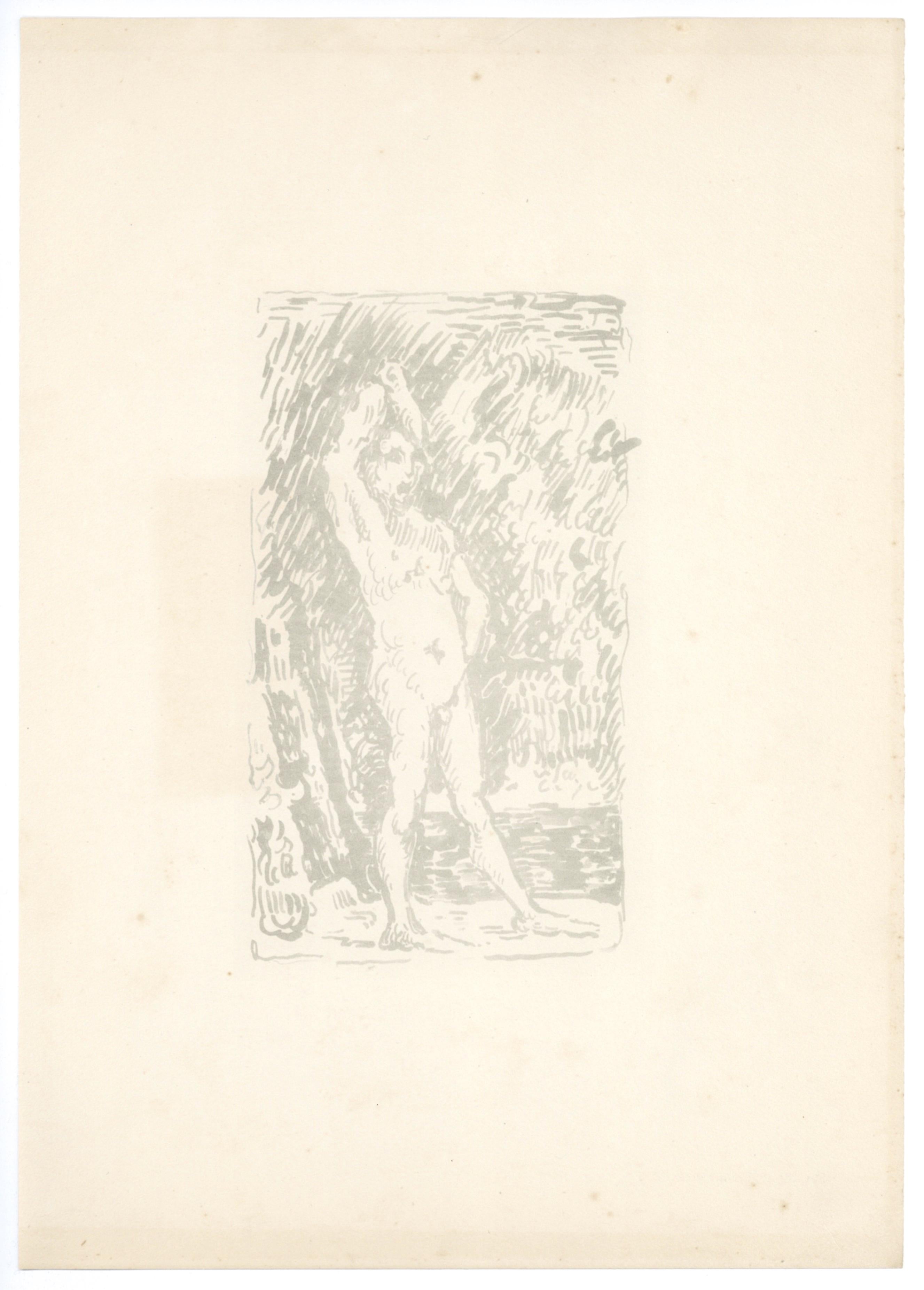 Support : lithographie (d'après le dessin). Cette composition a été exécutée par Paul Signac en hommage à Paul Cezanne, imprimée en 1914 et publiée à Paris par Bernheim-Jeune pour le rare volume "Cezanne". Cette impression est l'une des 400