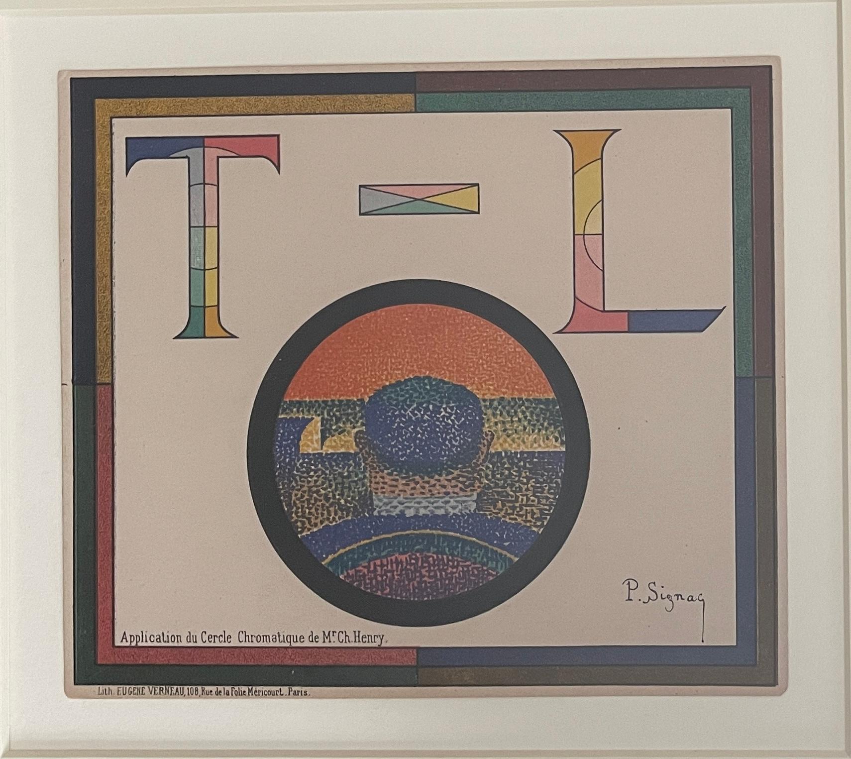 Application of Charles Henry's Chromatic Circle; Théâtre-Libre playbill - Pointillist Print by Paul Signac