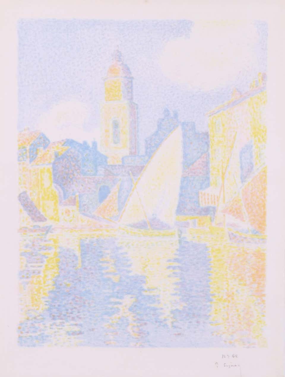 Saint-Tropez-Le Port Lithograph, Signed, Post-Impressionist, 1898