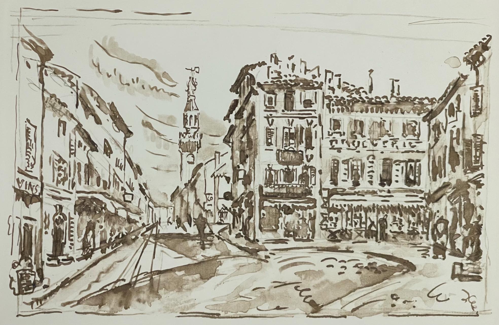 Paul Signac Landscape Print - Signac, Avignon. Le motif de Jongkind, Signac Dessins (after)