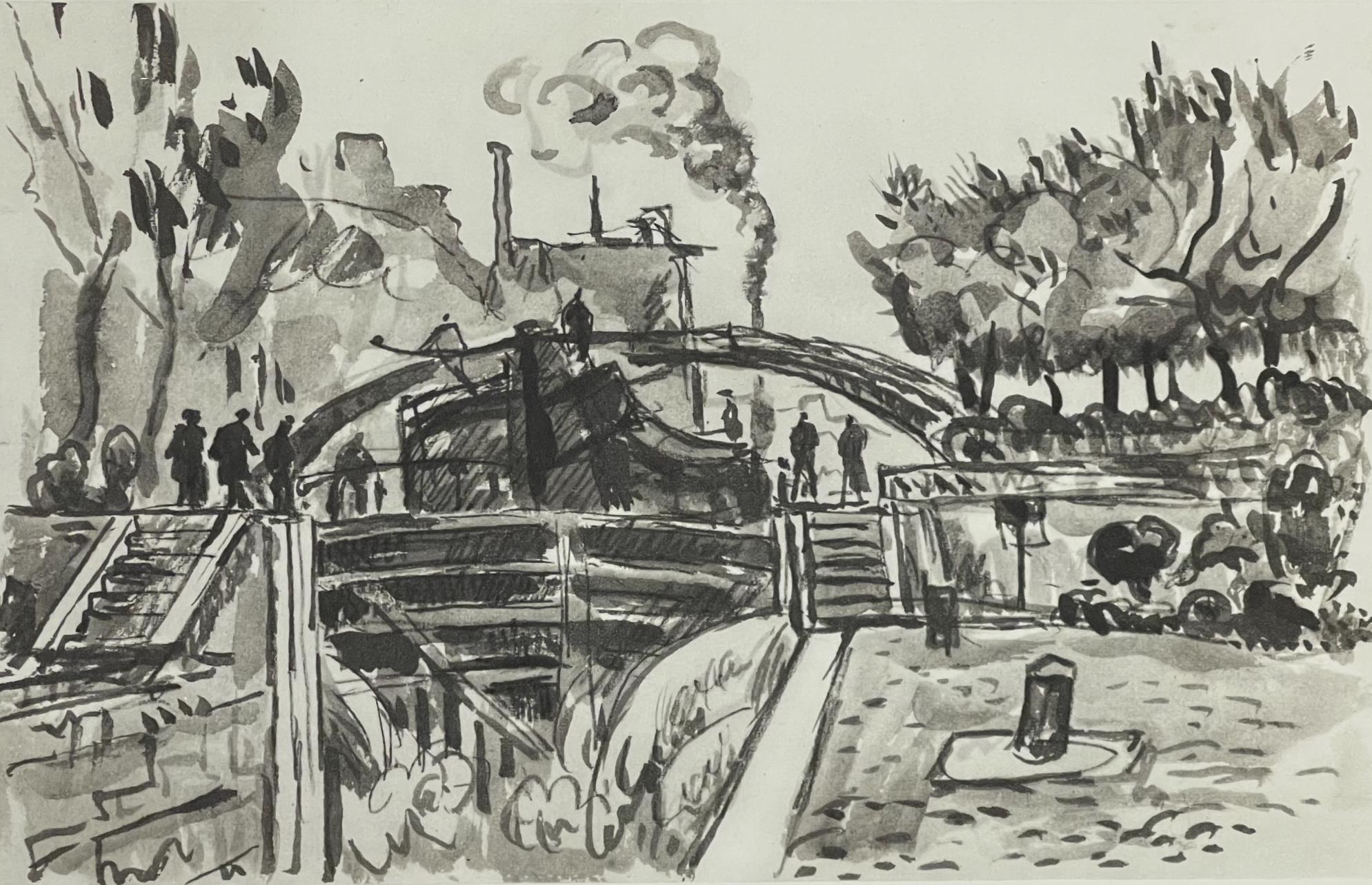Paul Signac Landscape Print - Signac, Canal St-Martin, Signac Dessins (after)