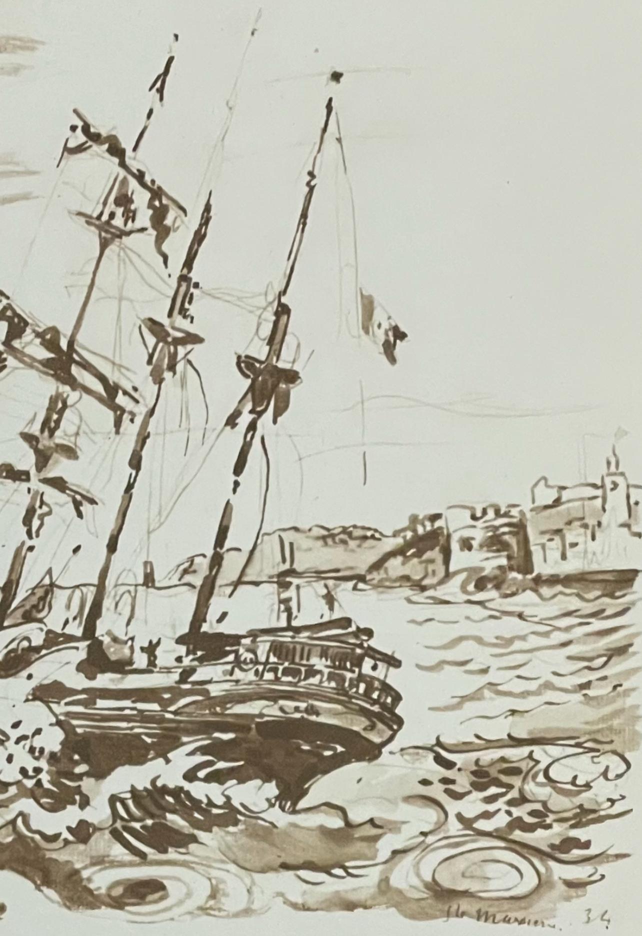 Signac, Le trois-mâts au plein, Signac Dessins (nach) – Print von Paul Signac