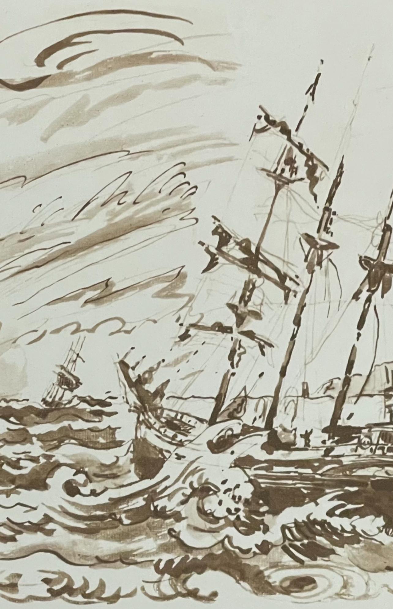 Signac, Le trois-mâts au plein, Signac Dessins (nach) (Post-Impressionismus), Print, von Paul Signac