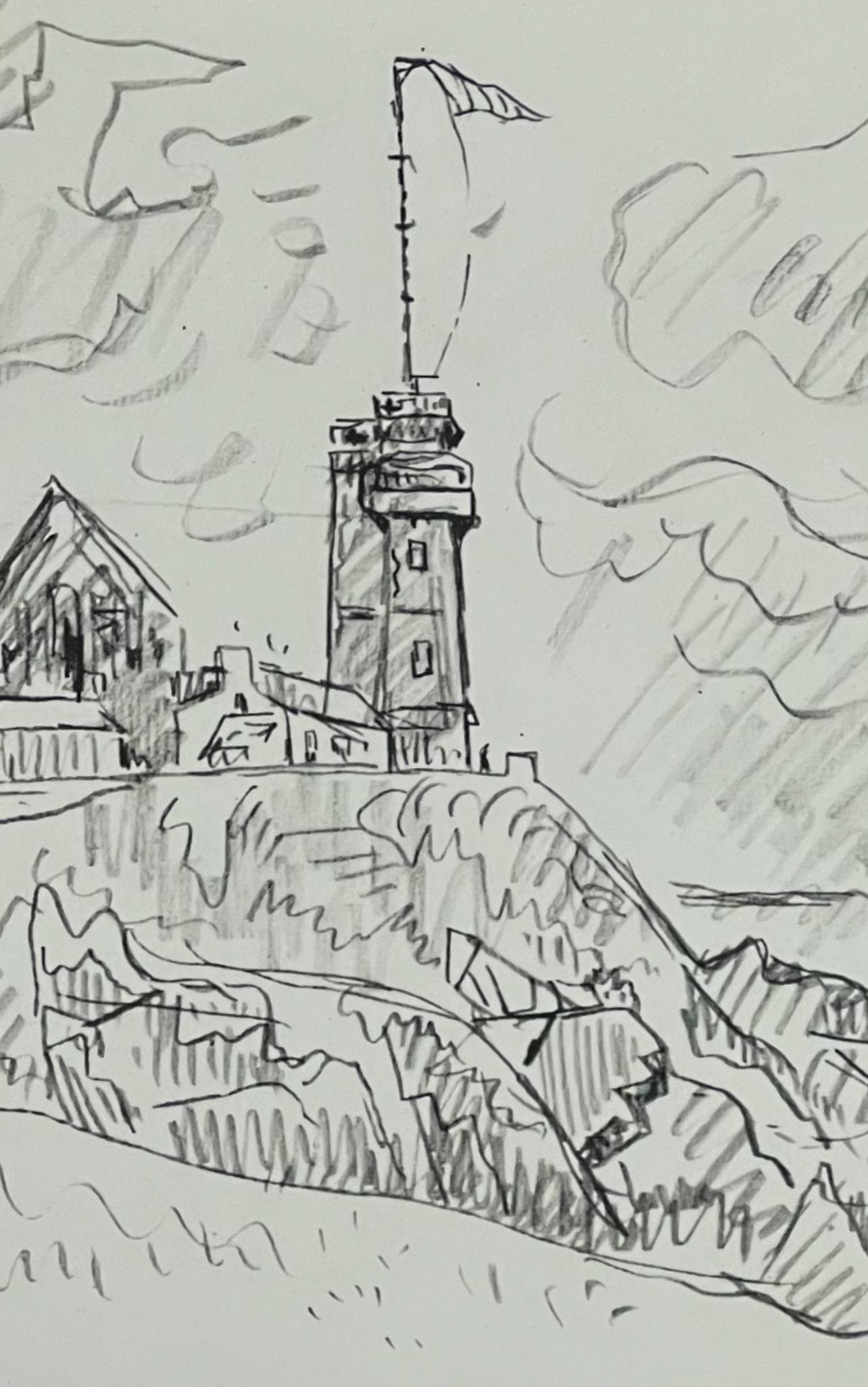 Signac, St-Matthieu. Le Sémaphore, Signac Dessins (after) - Gray Landscape Print by Paul Signac