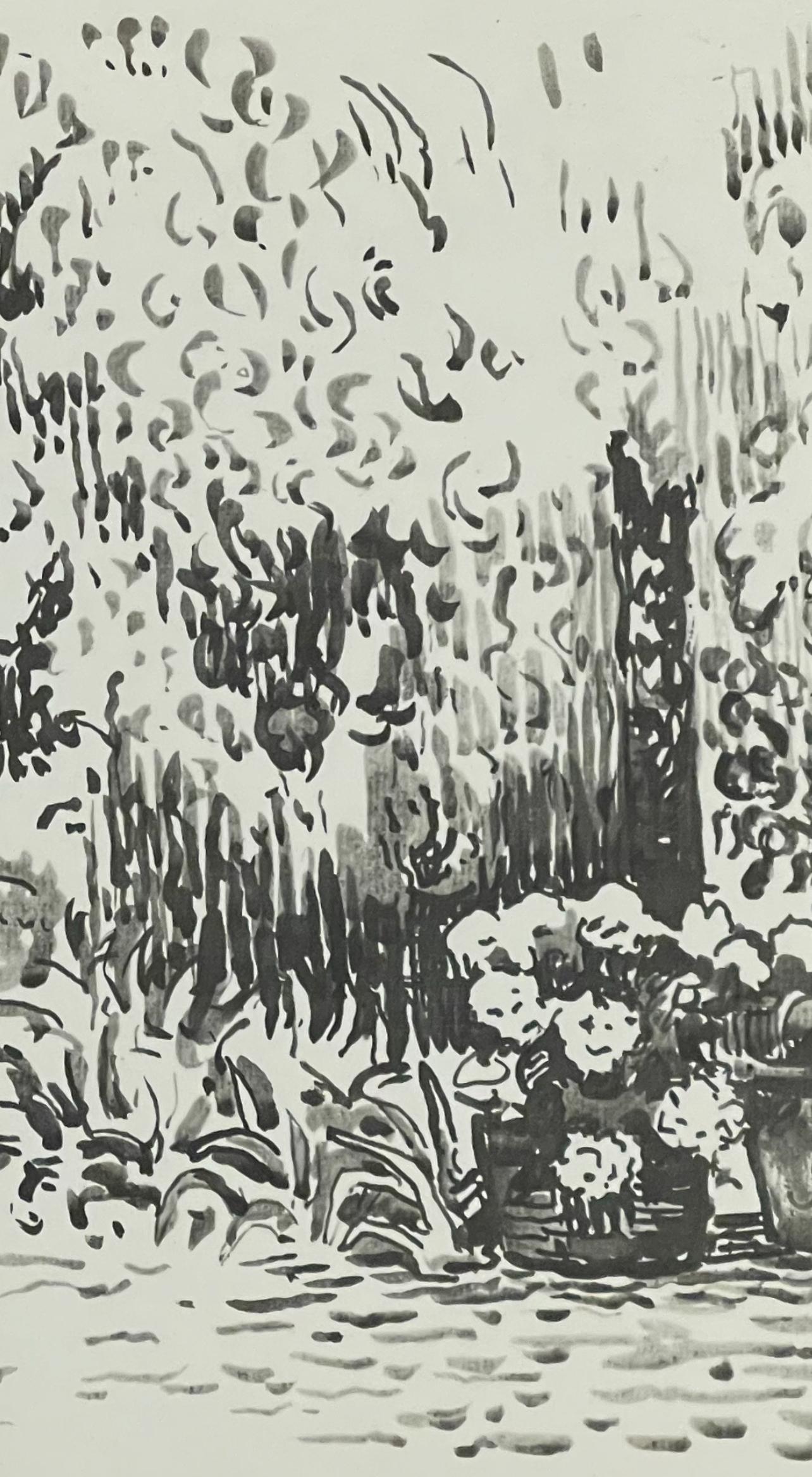 Signac, St-Tropez. Le jardin, Signac Dessins (después) - Figurative Print Gris de Paul Signac