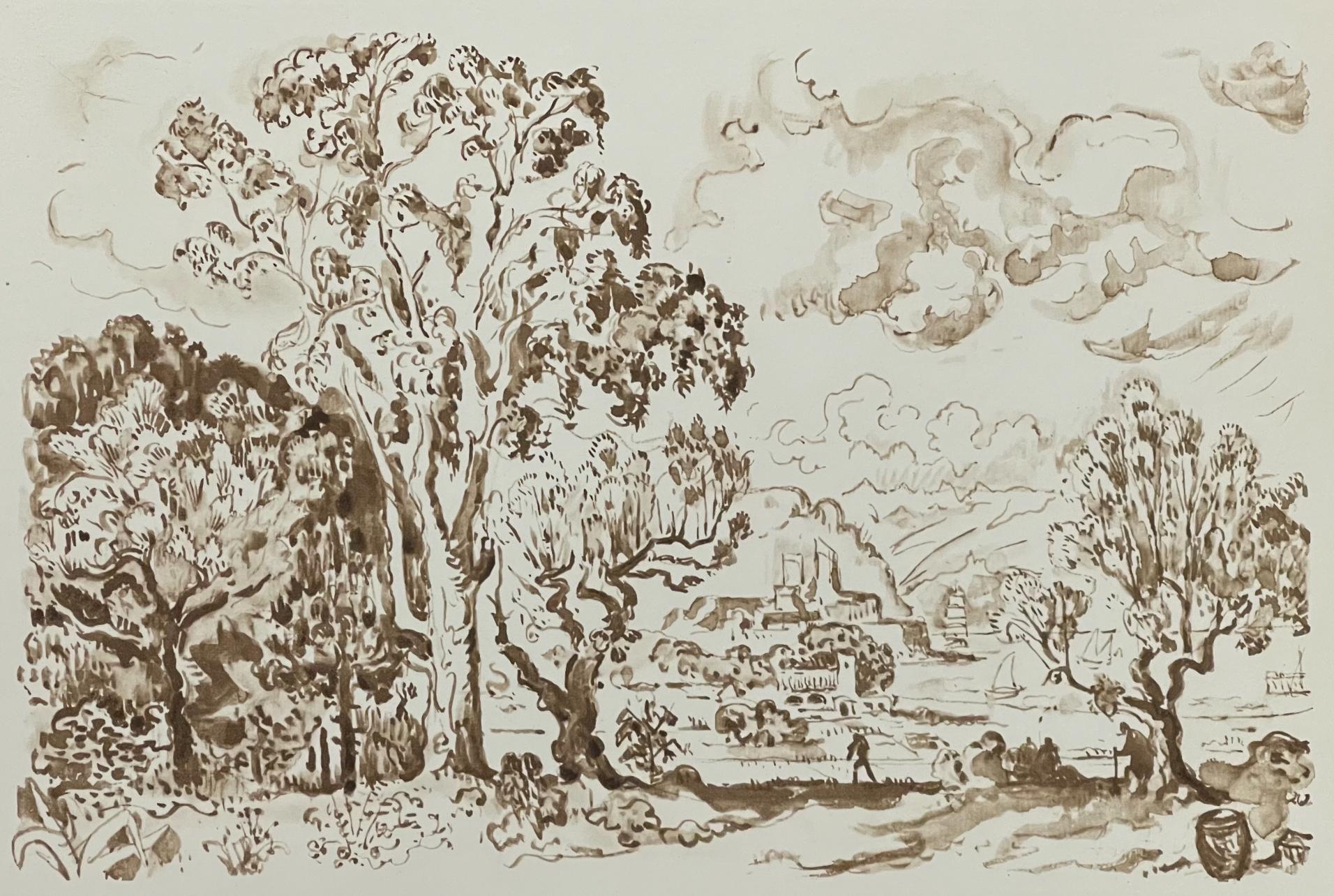 Paul Signac Landscape Print – Signac, Antibes. L'eucalyptus, Signac Dessins (nach)