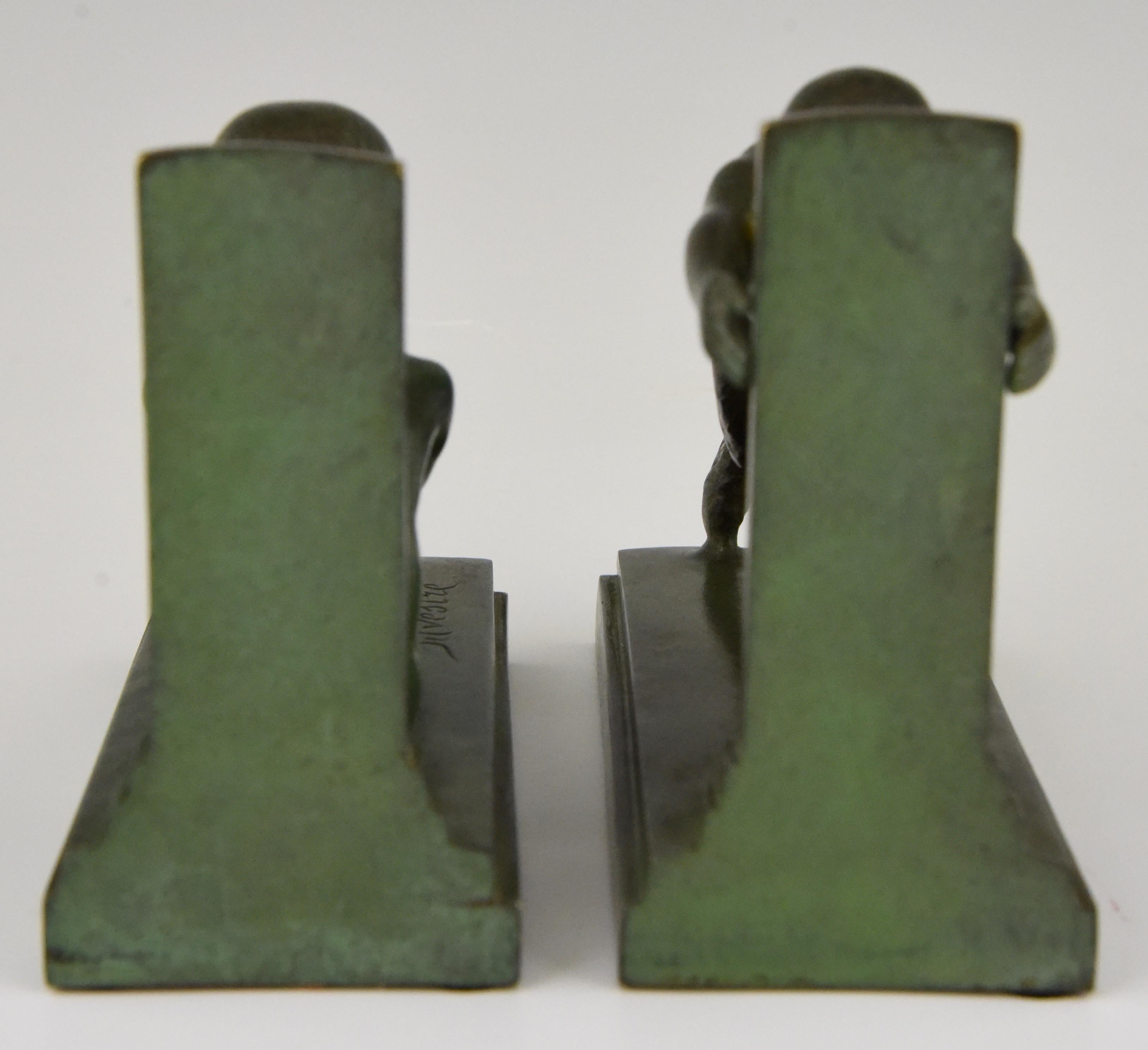 Paul Silvestre Art Deco Bronze Bookends Boy and Girl Satyr  1920 France In Good Condition In Antwerp, BE