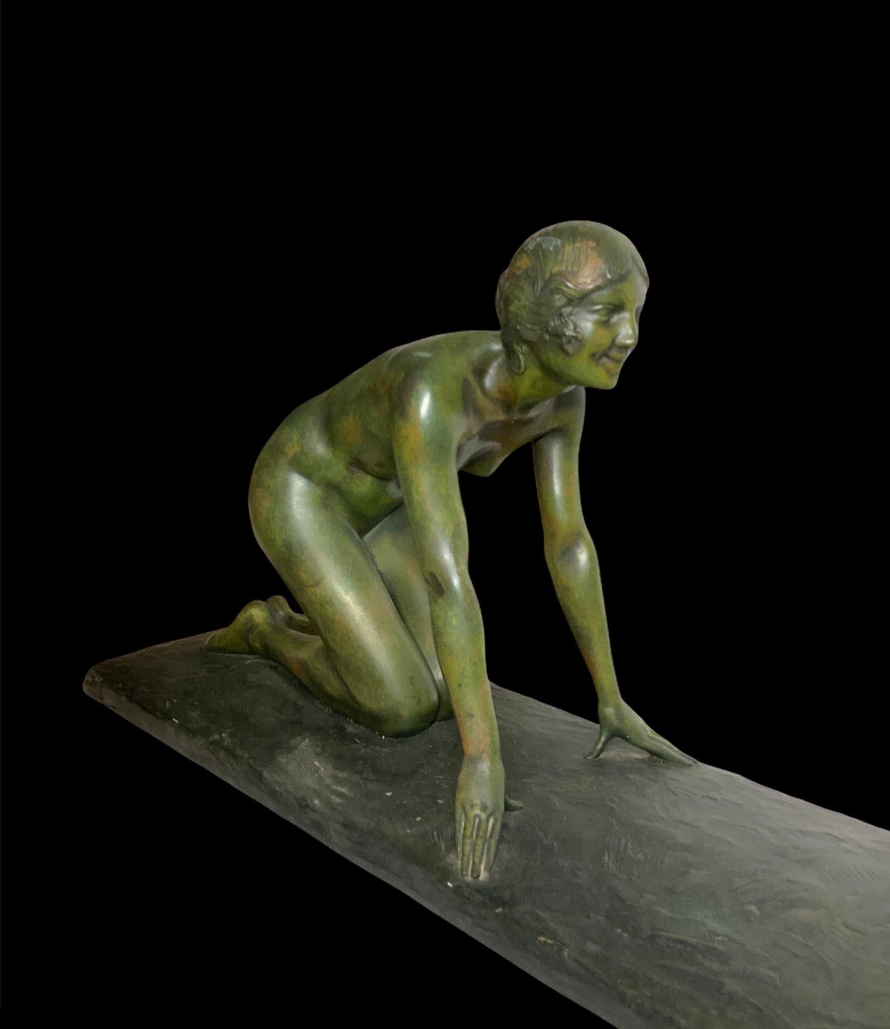 Paul Silvestre Bronze Sculpture of a Young Woman and a Goat For Sale 1