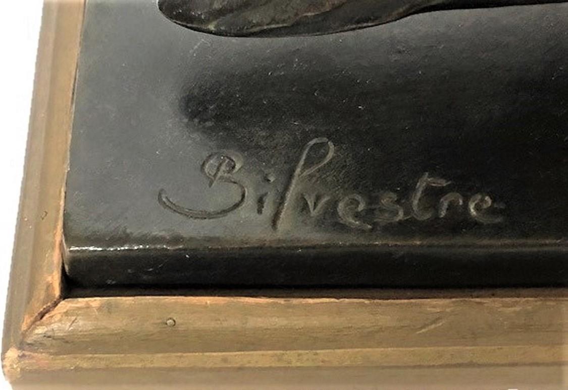 Paul Silvestre, Fauno e oca, scultura francese in bronzo Art Déco, 1920 ca. in vendita 4
