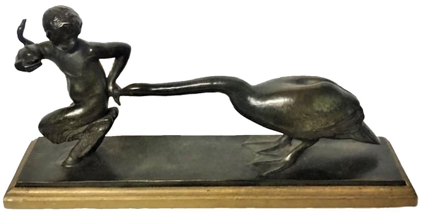 Signed on the plinth “Silvestre”
Original wooden base.

Dimensions
Height: 11.75 inches (29.37cm)
Width: 23.25 inches (58.12cm)
Depth: 6 inches (15cm)

PAUL SILVESTRE (French, 1884-1976) was a French sculptor. Paul Silvestre was born in