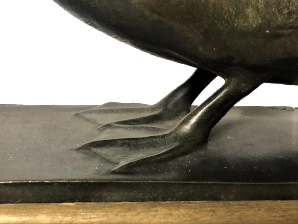 Patiné Paul Silvestre, Faune et oiseau, sculpture française Art Déco en bronze, vers 1920 en vente