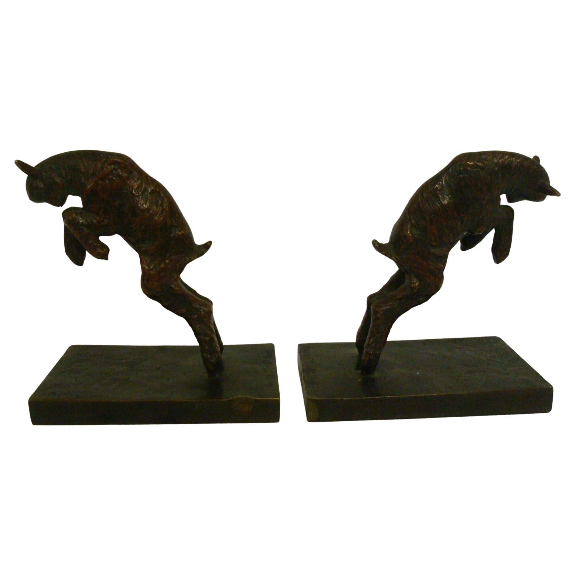  Paul Silvestre French Art Deco Bronze Lamb Bookends