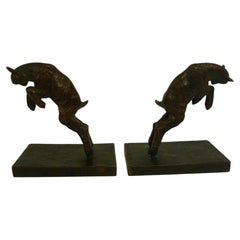 Paul Silvestre French Art Deco Bronze Lamb Bookends