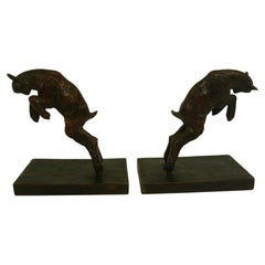 Antique  Paul Silvestre French Art Deco Bronze Lamb Bookends