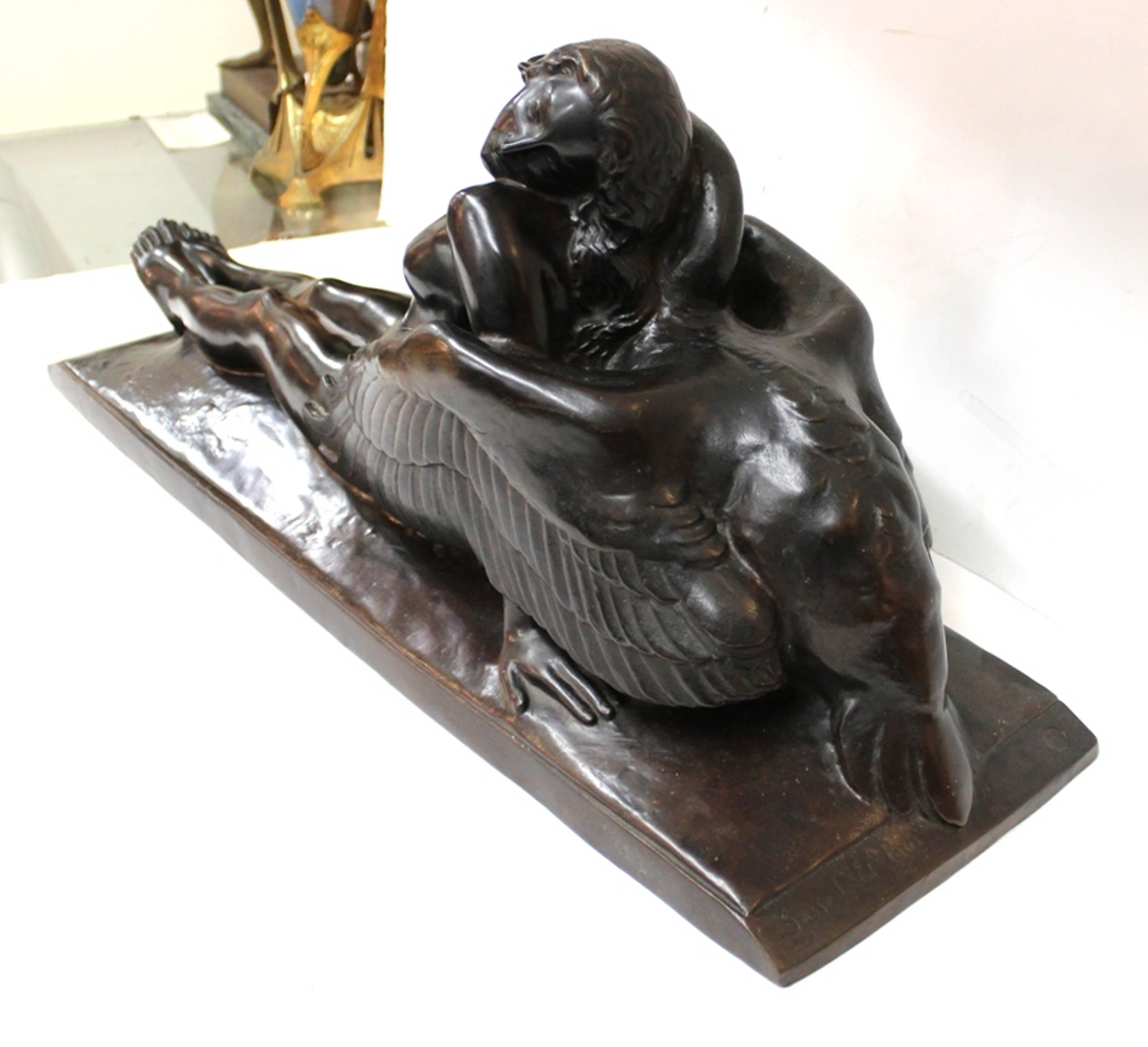 Paul Silvestre Sculpture of Leda and the Swan in Bronze In Good Condition In Astoria, NY