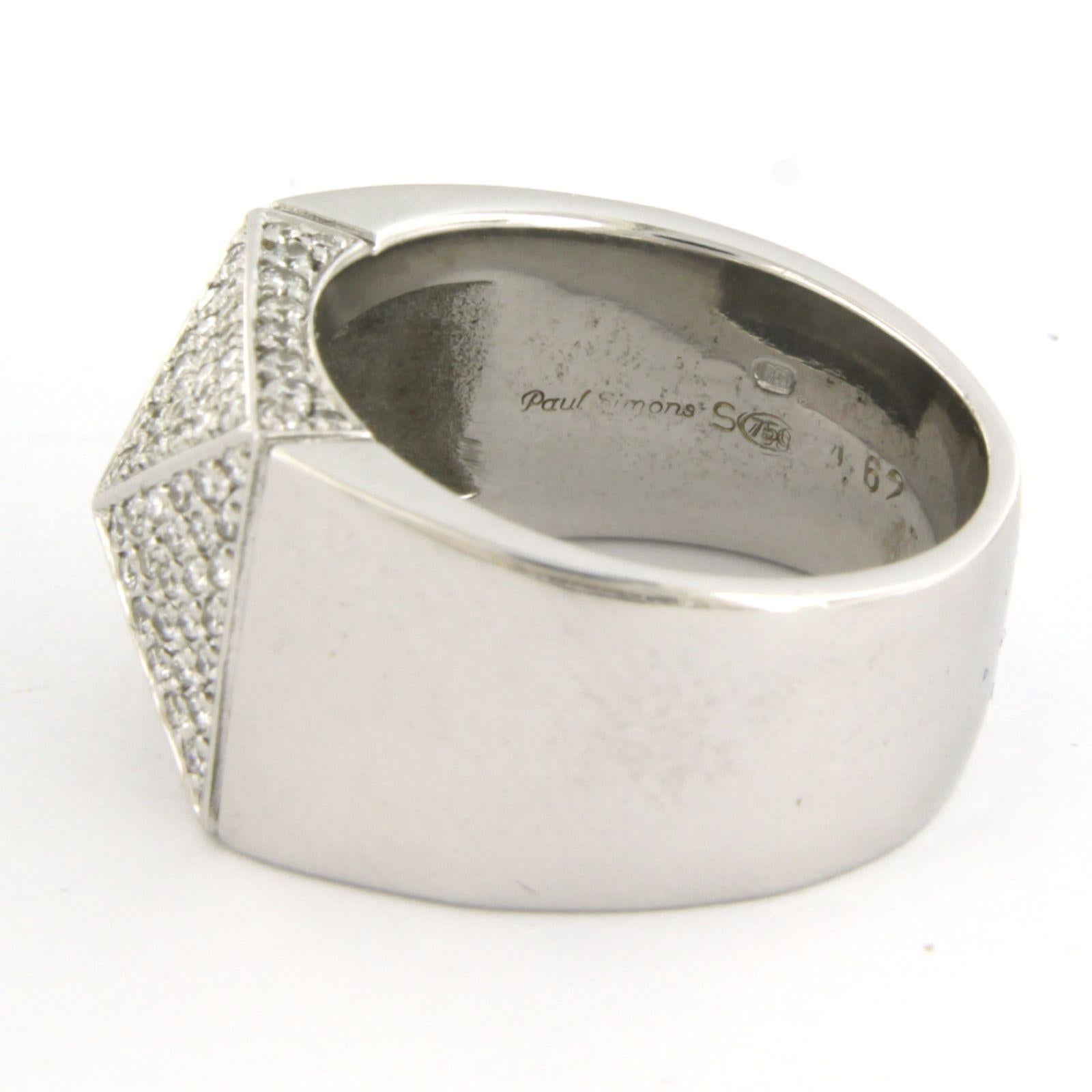 Women's Paul Simons - Ring with brilliant cut diamonds up to 1.00ct 18k white gold For Sale