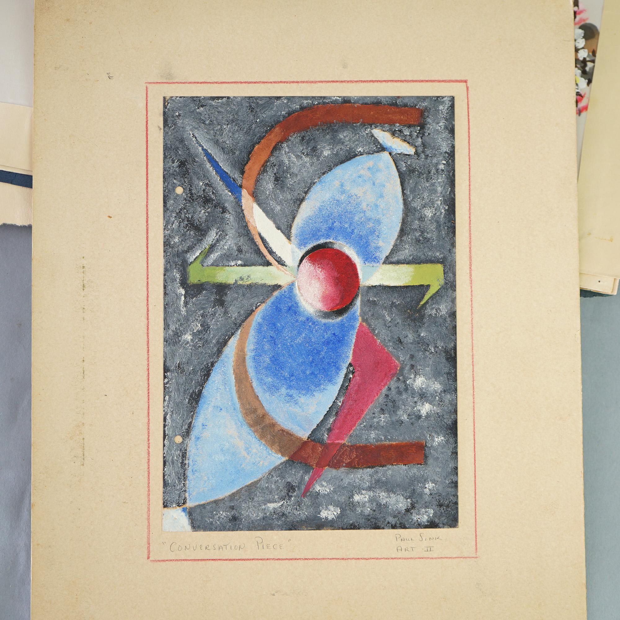 Paul Sink Mid Century Modern Abstraktes Aquarell Gemälde mit dem Titel 