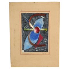 Paul Sink Mid Century Modern Abstract Watercolor “Conversation Piece” C1960