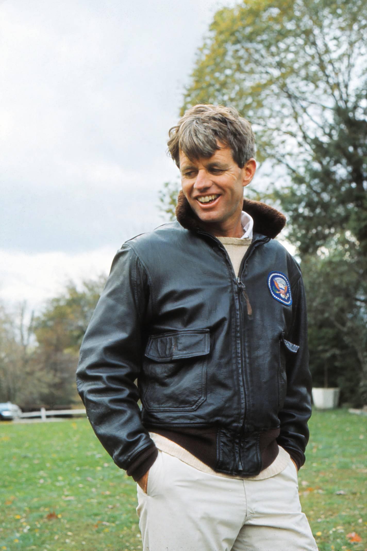 Paul Slade Portrait Photograph - Robert Kennedy Smiling Outdoors Fine Art Print