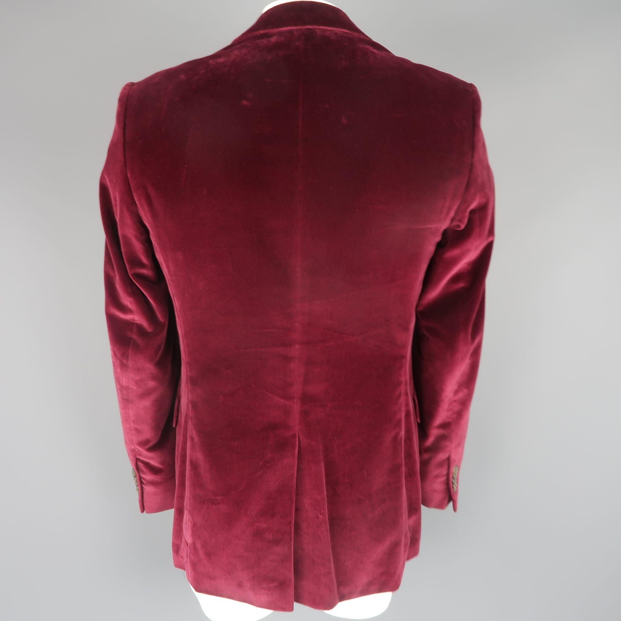 Men's PAUL SMITH 40 Long Burgundy Velvet Notch Lapel Sport Coat Jacket For Sale
