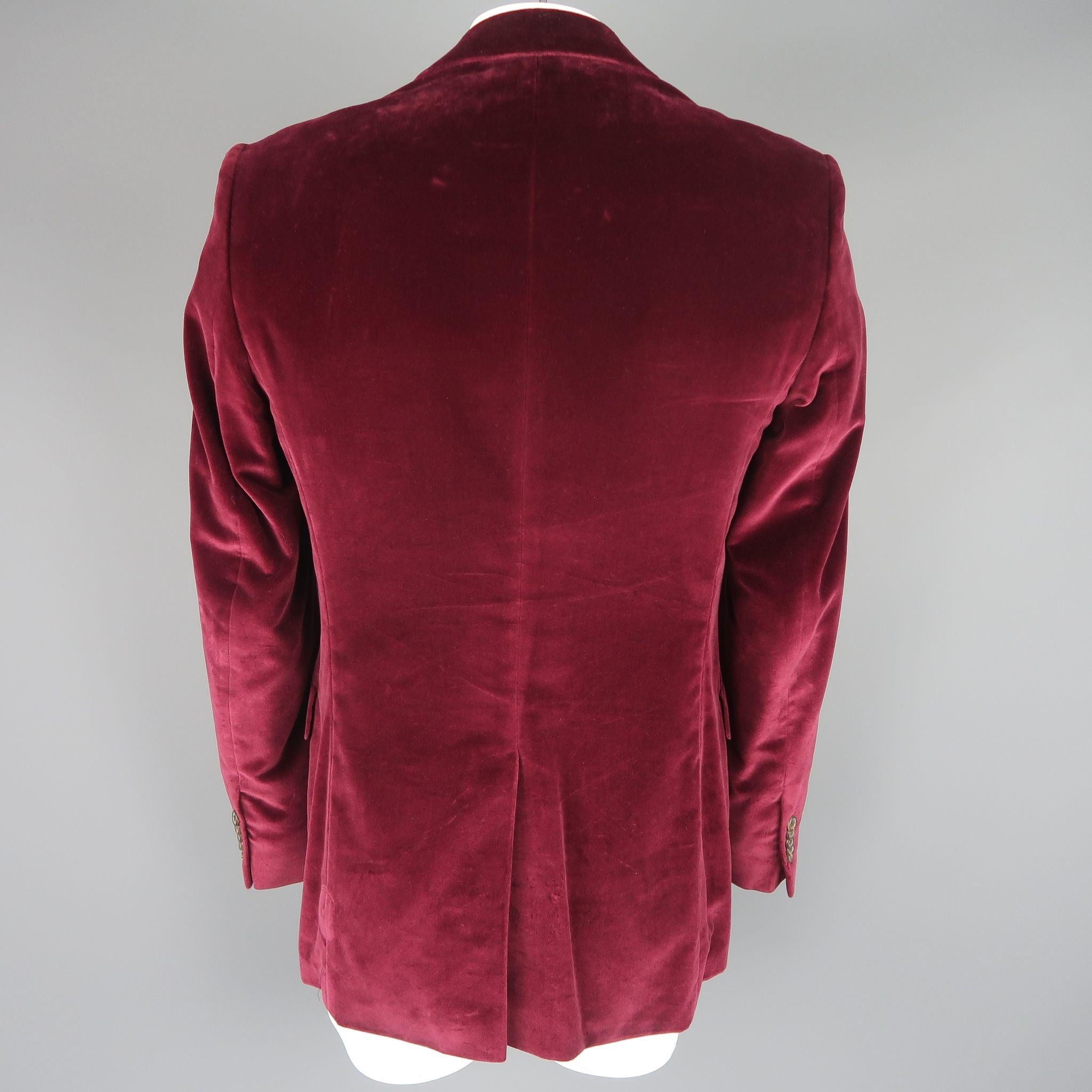 PAUL SMITH 40 Long Burgundy Velvet Notch Lapel Sport Coat Jacket For Sale 1