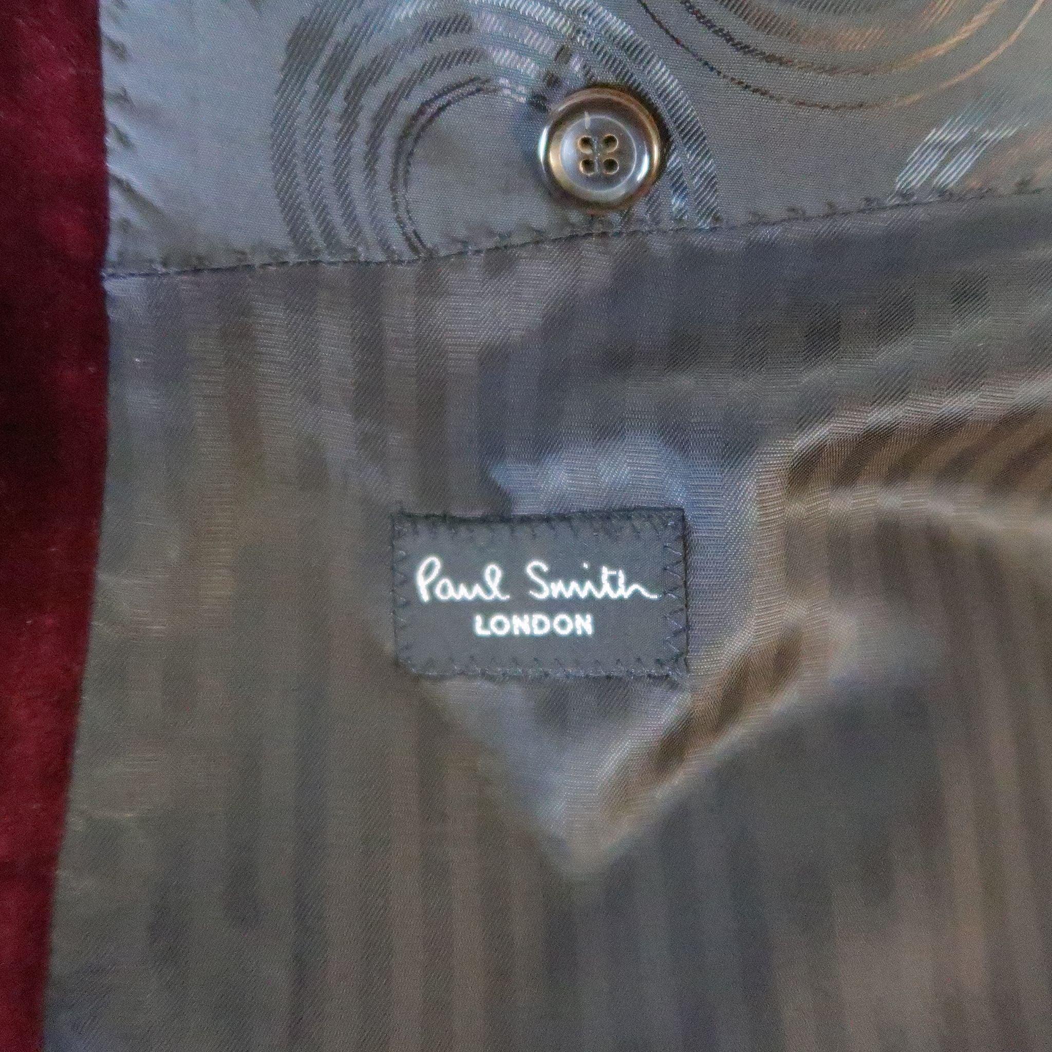 PAUL SMITH 40 Long Burgundy Velvet Notch Lapel Sport Coat Jacket For Sale 3