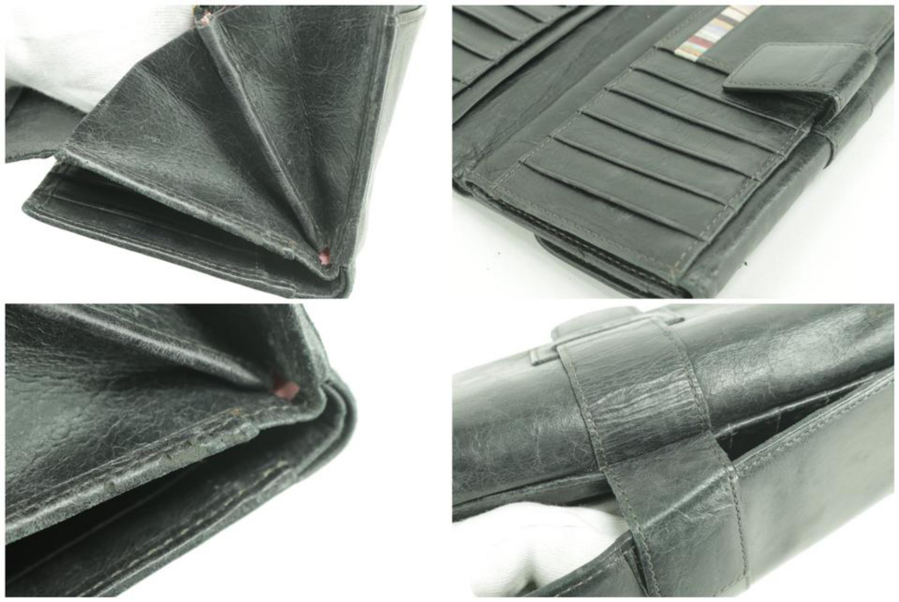 Paul Smith Belt Long Flap Wallet Black Leather Bifold 0M46 For Sale 8