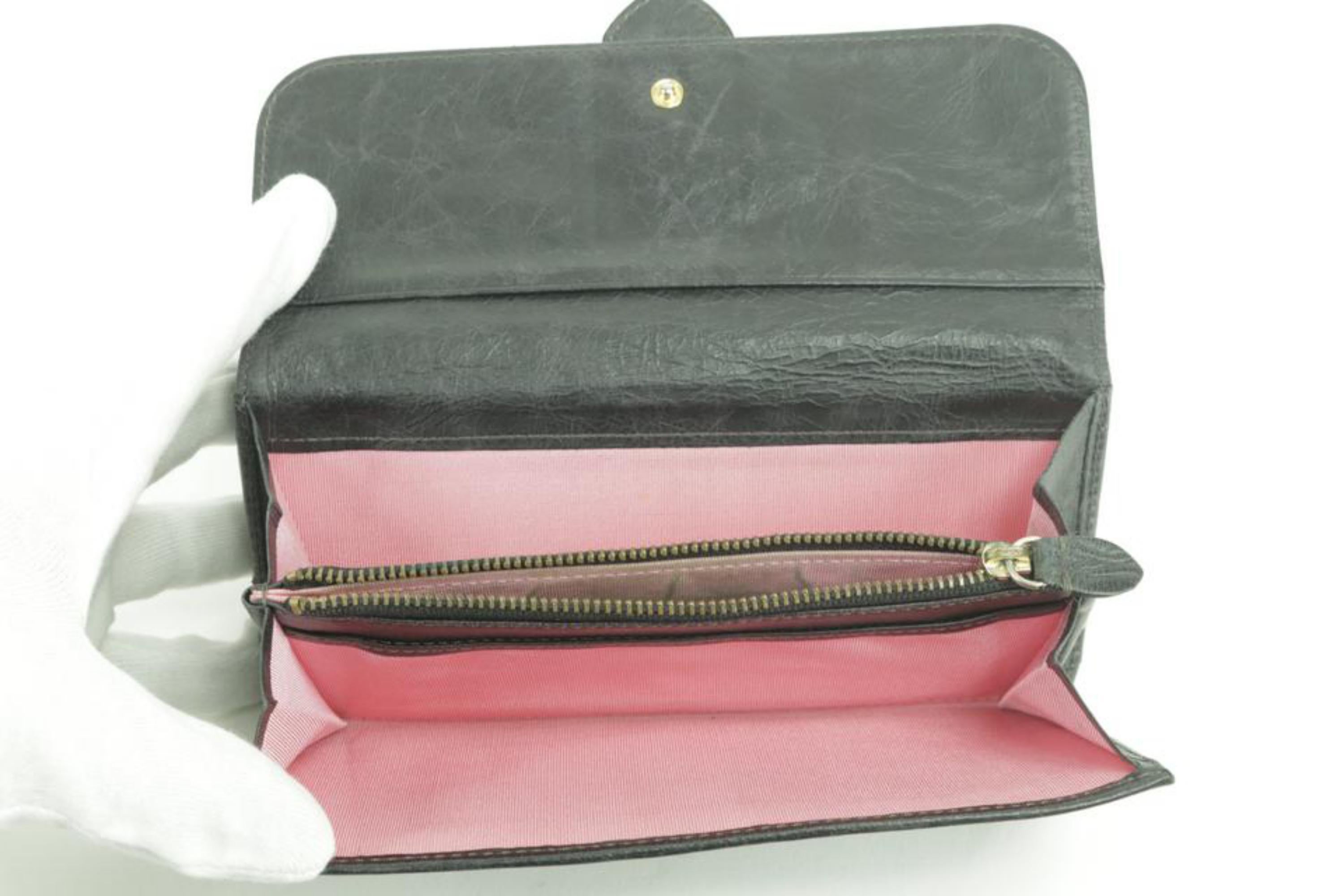 Women's Paul Smith Belt Long Flap Wallet Black Leather Bifold 0M46 For Sale