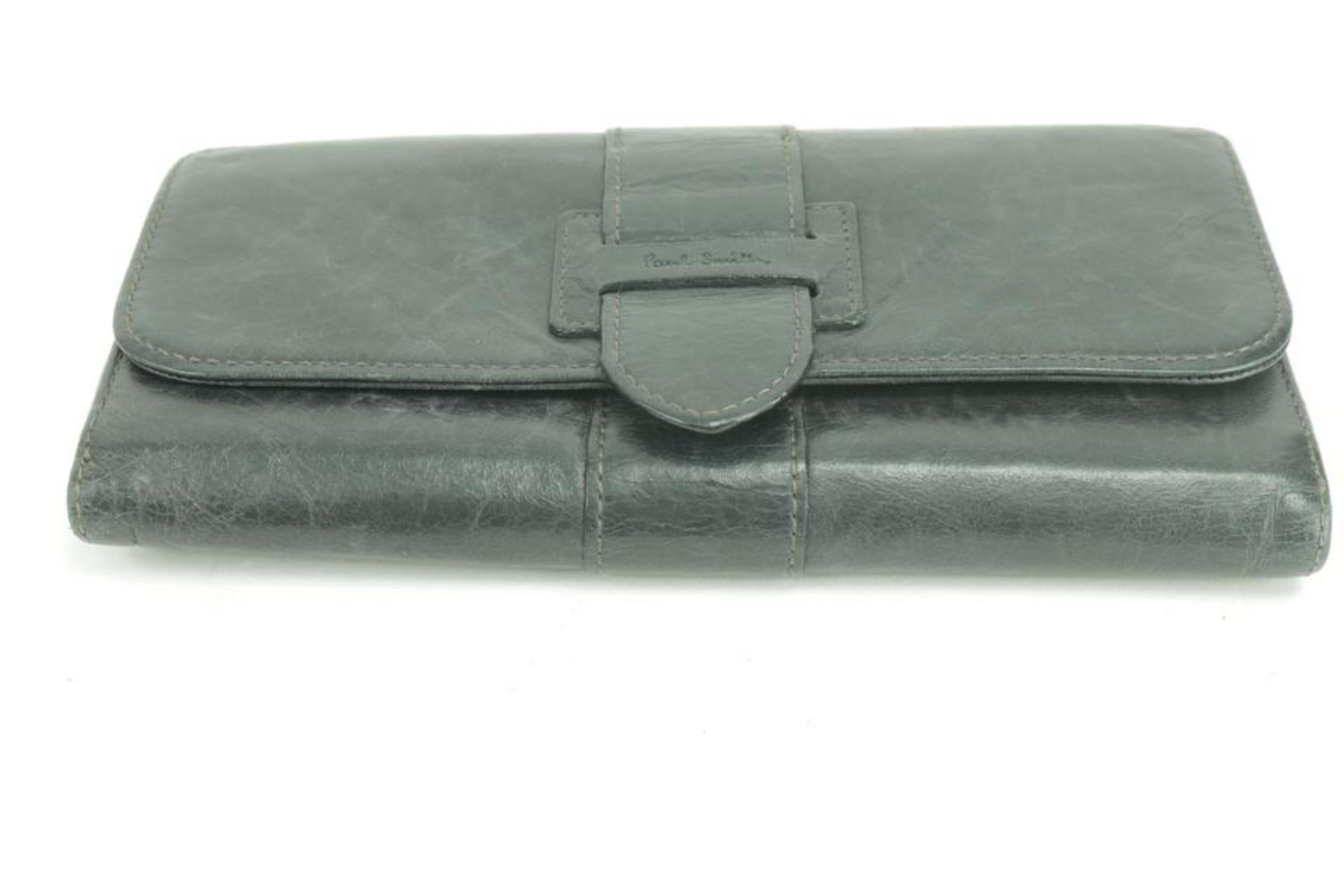 Paul Smith - Portefeuille à rabat long en cuir noir bifold 0M46 en vente 2
