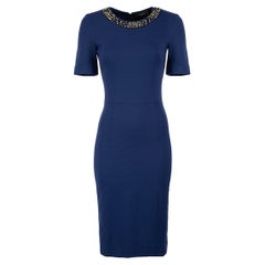 Paul Smith Black Blue Embellished Bodycon Midi Dress Size XS