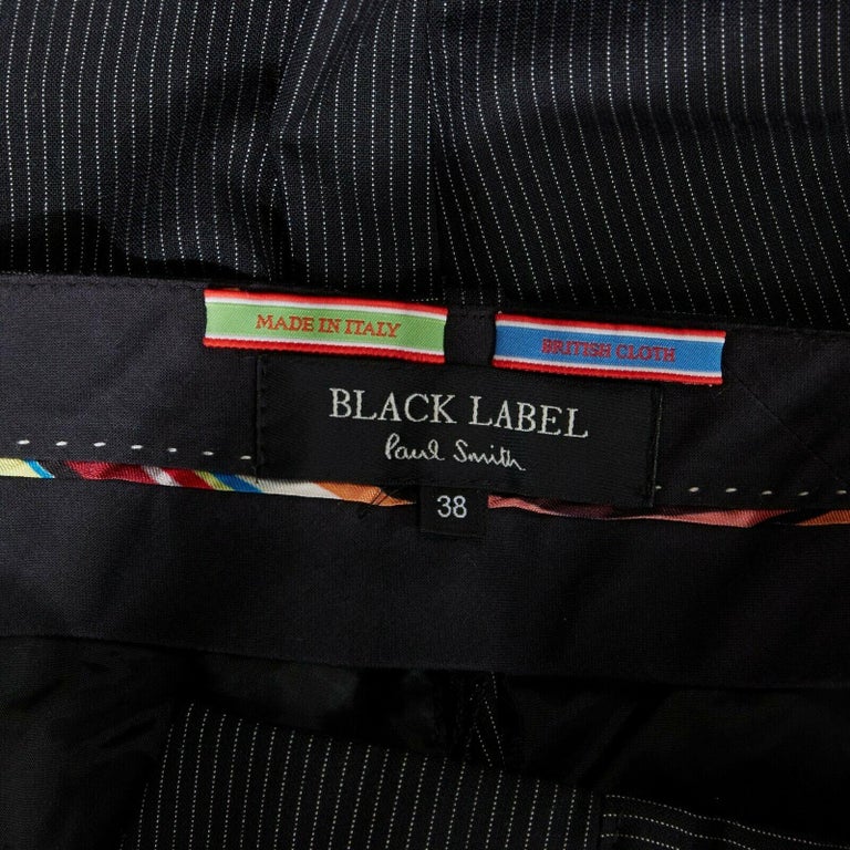 PAUL SMITH BLACK LABEL black pinstripe contrast side strip cropped trouser  IT38 For Sale at 1stDibs