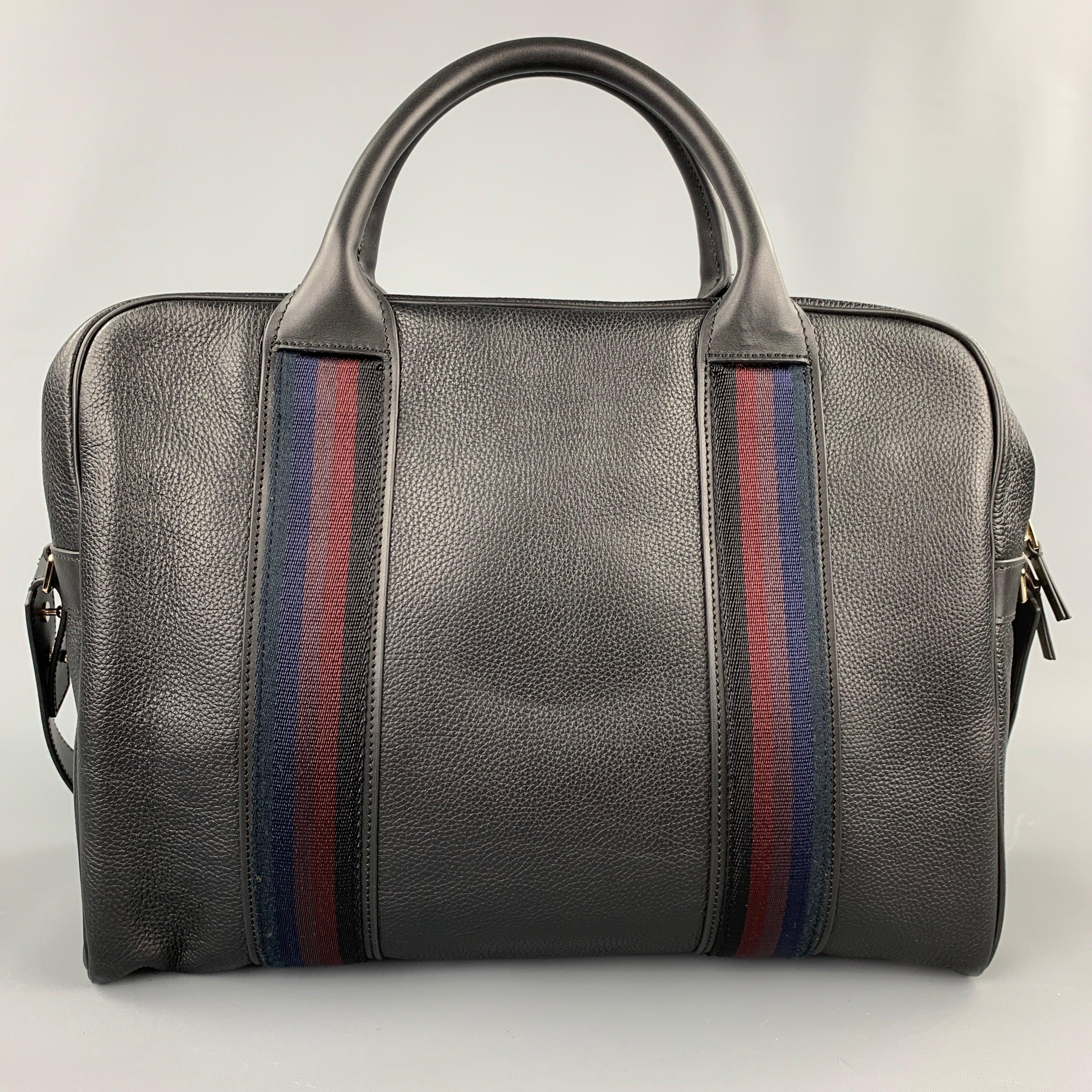 Men's PAUL SMITH Black Pebble Grain Leather Briefcase Bag For Sale