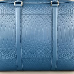 PAUL SMITH Blue Pattern Embossed Textured Leather Briefcase Bag